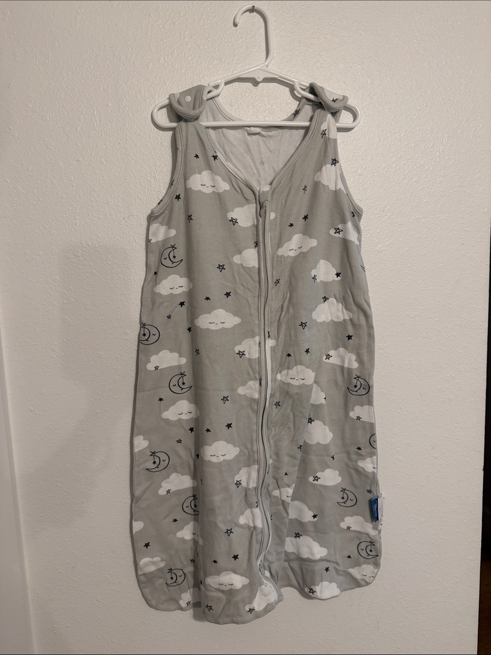 Gray Cloud & Moon Kids Sleep Sack - Lightweight Zippered Pajama